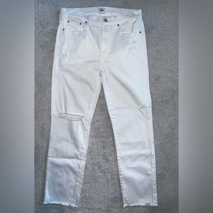 Edwin Women Ankle Vintage Straight Jeans 30 White High Rise Distressed NWOT
